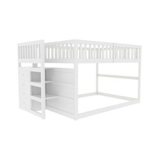 STILVORA PALANDA 140/200 cm, bílá & šedá, se 4 zásuvkami a schody obraz