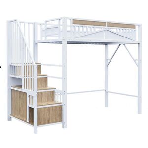 STILVORA PATROVÁ POSTEL 90/200 cm, bílá, s úložným prostorem, skříní a designem okna obraz