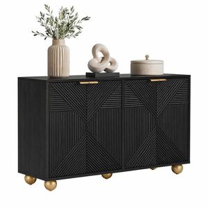 STILVORA KUCHYŇSKÁ SKŘÍŇ černá, kulovité nohy, do obývacího pokoje a ložnice, 120×35×71, 5 cm obraz