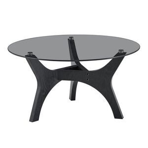 STILVORA KONFERENČNÍ STŮL černý kulatý, odolný proti teplu a poškrábání, 80×80×42, 2 cm, do obývacího pokoje, kanceláře a lounge obraz