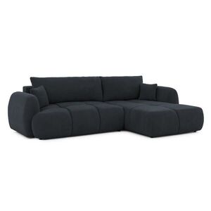 S-Style ROHOVÁ POHOVKA Loretto z přírodní černé potahové látky s funkcí spaní, úložným prostorem a hlubokým prošíváním v designu Bubble - Otomana vpra obraz