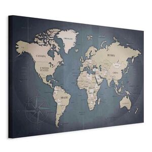 artgeist MALBA NA PLÁTNĚ, mapa světa, 90/60/1, 2 cm obraz