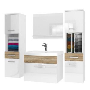 B BELINI GROUP KOUPELNOVÝ NÁBYTEK Koupelnová SADA PRI PM6, Bílá / Dub Sonoma lesklý, 120 cm obraz