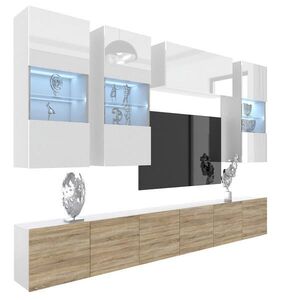 B BELINI GROUP OBÝVACÍ STĚNA Milano 5, Bílá / Dub Sonoma, 300 cm, Bezúchytková obraz