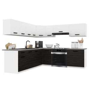 B BELINI GROUP KUCHYŇSKÁ LINKA Italia 7 420 cm , s pracovními deskami, Bílo-ebenová matná obraz
