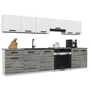 B BELINI GROUP KUCHYŇSKÁ LINKA Italia 2 240 cm, s pracovními deskami, Bílo-šedá Glamour matná obraz