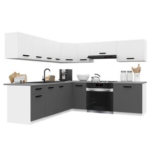 B BELINI GROUP KUCHYŇSKÁ LINKA Italia 7 420 cm , s pracovními deskami, Bílo-šedá matná obraz