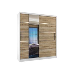 B BELINI GROUP POSUVNÁ SKŘÍŇ Verona MBP, Bílá/Dub Sonoma Mat, 133 cm, se zrcadlem obraz