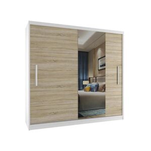 B BELINI GROUP POSUVNÁ SKŘÍŇ Verona MSE, Bílá/Dub Sonoma Mat, 200 cm, se zrcadlem obraz