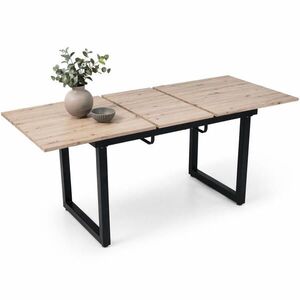 STILVORA JÍDELNÍ STŮL dubový a černý, moderní jednoduchý design, železná konstrukce, do jídelny, 140×80×75 cm obraz