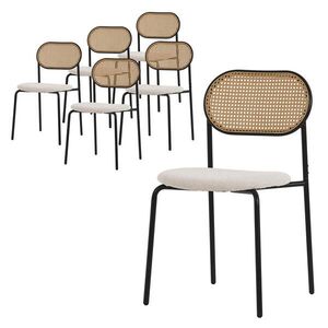 ML-DESIGN JÍDELNÍ ŽIDLE, sada 6 ks, béžový ratan obraz