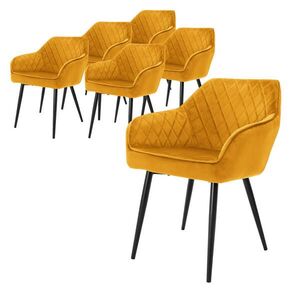 ML-DESIGN SADA 6 jídelních židlí, hořčičně žlutý samet obraz