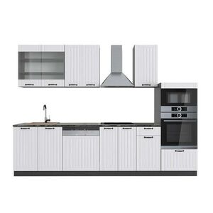 Vicco KUCHYŇSKÝ KOUT Fame-Line Bílý venkovský dům/antracit 300 cm s vysokou skříní, PD Antracit obraz