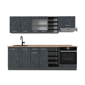 Vicco KUCHYŇSKÝ KOUT R-Line Černý beton/antracit 240 cm PD Dub obraz