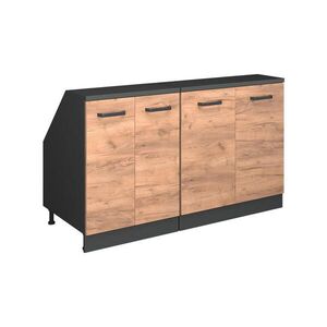 Vicco KUCHYŇSKÁ SKŘÍŇKA POD ŠIKMOU STŘECHU R-Line Zlatý mocný dub 140 cm Sada 2 korpusů skříně hloubka 60 cm obraz