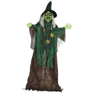 HOMCOM HALLOWEENSKÁ ČARODĚJNICE 183 cm Halloweenová dekorace s LED osvětlením, zvukovou funkcí obraz