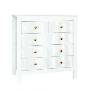 STILVORA KOMODA v bílé barvě se speciálními dvířky a 5 zásuvkami, 79×39, 5×80, 5 cm obraz
