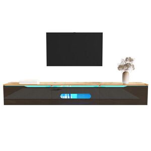 STILVORA TV STOLEK černý a v přírodním dekoru s LED v 16 barvách, nástěnný, 180×35×30 cm obraz
