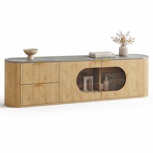 STILVORA TV STOLEK v přírodním dekoru se svislými 3D proužky, do obývacího pokoje, 172×38×45, 5 cm obraz