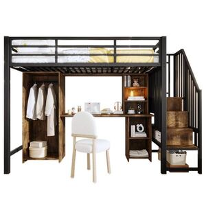 STILVORA HOCHBETT 90/200 cm in Schwarz mit Kleiderschrank, Schreibtisch und Stauraum obraz