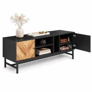 STILVORA TV STOLEK černý a v přírodním dekoru s praktickým úložným prostorem, do obýváku, 150×38×55 cm obraz