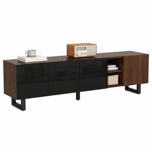 STILVORA TV STOLEK černý a přírodní, 4 dvířka, do obývacího pokoje, 180×38×50 cm obraz