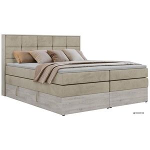MKS POSTEL BOXSPRING ALNOR KING 140/200 - Béžová Samet - Topper T25 - H4 obraz