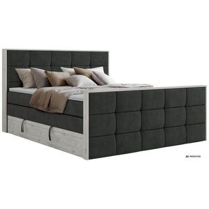 MKS POSTEL BOXSPRING ALNOR KING DUO 160/200 - Tmavě šedá Strukturovaná látka - Topper T25 - H3 obraz