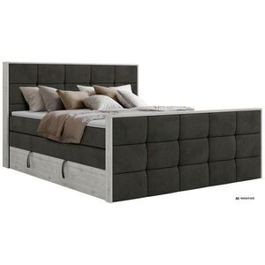 MKS POSTEL BOXSPRING ALNOR KING DUO 180/200 - Tmavě šedá Samet - Topper Visco - H3 obraz