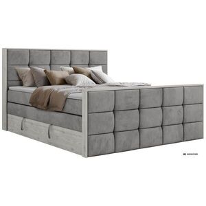 MKS POSTEL BOXSPRING ALNOR KING DUO 160/200 - Světle šedá Samet - Topper T25 - H3 obraz