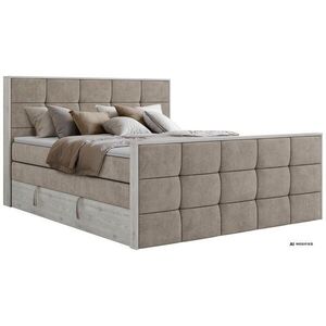 MKS POSTEL BOXSPRING ALNOR KING DUO 180/200 - Šedobéžová Strukturovaná látka - Topper Visco - H4 obraz