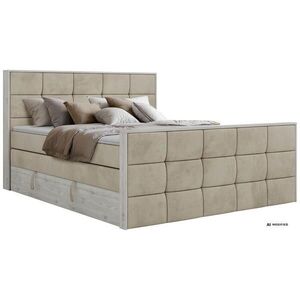 MKS POSTEL BOXSPRING ALNOR KING DUO 140/200 - Béžová Samet - Topper Visco - H3 obraz