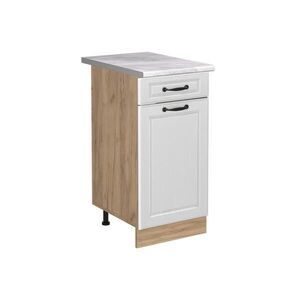 Vicco SPODNÍ SKŘÍŇKA KUCHYŇSKÉ LINKY R-Line, Bílý venkovský dům/Zlatý mocný dub, 40 cm pracovná doska Mramor obraz