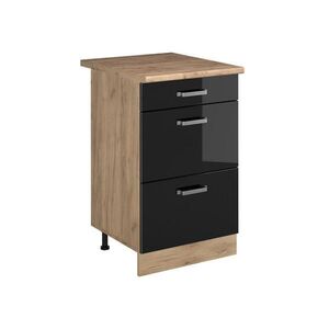 Vicco SPODNÍ SKŘÍŇKA KUCHYŇSKÉ LINKY R-Line, Černý vysoký lesk/Zlatý mocný dub, 50 cm pracovná doska Dub Goldkraft obraz