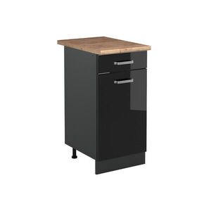 Vicco SPODNÍ SKŘÍŇKA KUCHYŇSKÉ LINKY R-Line, Černý vysoký lesk/Antracit, 40 cm pracovná doska Dub Goldkraft obraz