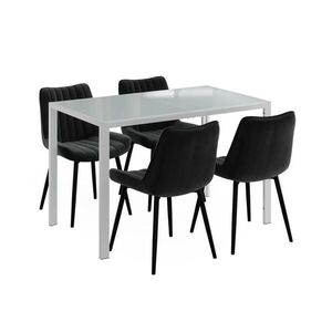 Vicco JÍDELNÍ STŮL SESTAVA Grand, Bílá, 120 x 70 cm se 4 židlemi (černé) obraz
