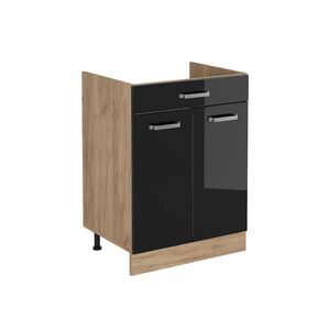 Vicco SPODNÍ SKŘÍŇKA KUCHYŇSKÉ LINKY R-Line, Černý vysoký lesk/Zlatý mocný dub, 60 cm se zásuvkou bez pracovní desky obraz