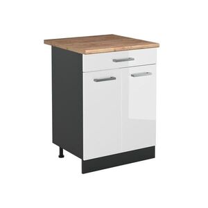 Vicco SPODNÍ SKŘÍŇKA KUCHYŇSKÉ LINKY R-Line, Bílá vysoký lesk/Antracit, 60 cm se zásuvkou pracovná doska Dub Goldkraft obraz