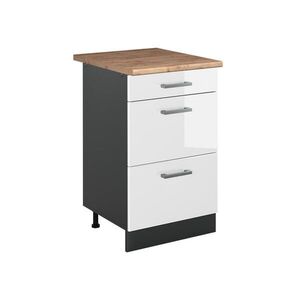 Vicco SPODNÍ SKŘÍŇKA KUCHYŇSKÉ LINKY R-Line, Bílá vysoký lesk/Antracit, 50 cm pracovná doska Dub Goldkraft obraz