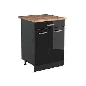 Vicco SPODNÍ SKŘÍŇKA KUCHYŇSKÉ LINKY R-Line, Černý vysoký lesk/Antracit, 60 cm se zásuvkou pracovná doska Dub Goldkraft obraz