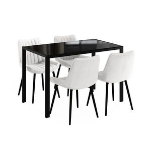 Vicco JÍDELNÍ STŮL SESTAVA Grand, Černá, 120 x 70 cm se 4 židlemi (béžové) obraz