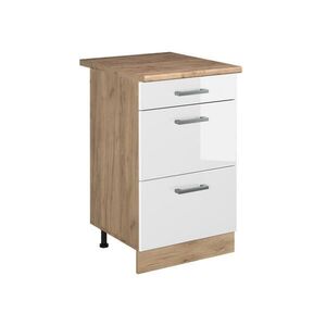 Vicco SPODNÍ SKŘÍŇKA KUCHYŇSKÉ LINKY R-Line, Bílá vysoký lesk/Zlatý mocný dub, 50 cm pracovná doska Dub Goldkraft obraz