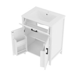 Modfu KOUPELNOVÁ skříňka s umyvadlem z MDF a keramiky 60x46x84, 8 cm bílá s nastavitelnou policí a zásuvkou obraz