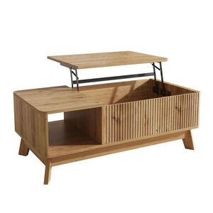 Modfu KONFERENČNÍ stolek z MDF 95x48x50 cm přírodní s výklopnou deskou, úložným prostorem a vlnitým dekorem obraz