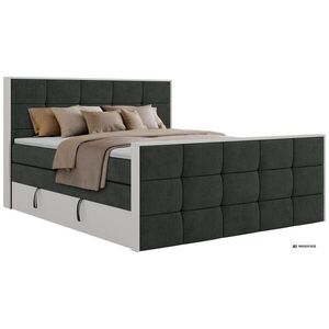 MKS POSTEL BOXSPRING ALVIT KING DUO 160/200 - Tmavě šedá Strukturovaná látka - Topper T25 - H3 obraz