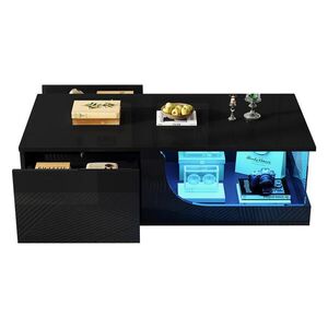 STILVORA KONFERENČNÍ STŮL v černé barvě se 2 zásuvkami a LED páskem, 100 × 50 × 30 cm obraz