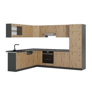 Vicco ROHOVÁ KUCHYŇ R-Line, Řemeslný dub/Antracit, 287 x 227 cm, PD Antracit obraz
