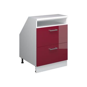 Vicco KUCHYŇSKÁ SKŘÍŇKA POD ŠIKMOU STŘECHU R-Line Červená vysoký lesk 60 cm se 2 zásuvkami, korpus skříně hloubka 60 cm obraz