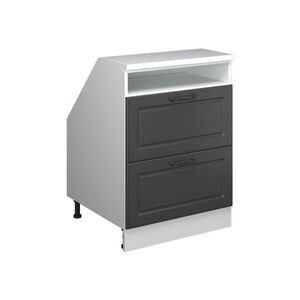 Vicco KUCHYŇSKÁ SKŘÍŇKA POD ŠIKMOU STŘECHU R-Line Antracitový venkovský dům 60 cm se 2 zásuvkami, korpus skříně hloubka 60 cm obraz