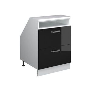 Vicco ŠIKMÁ SKŘÍŇ Rion Černý vysoký lesk 60 x 81.6 cm se 2 zásuvkami, korpus skříně hloubka 60 cm obraz